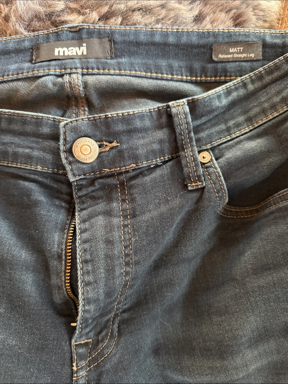 Mavi Matt Relaxed Straight Leg Jeans - Dark Blue Denim 34x32
